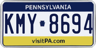 PA license plate KMY8694