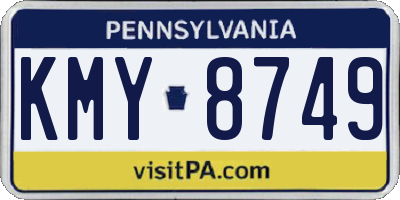 PA license plate KMY8749