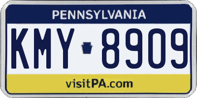 PA license plate KMY8909