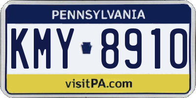 PA license plate KMY8910