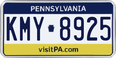 PA license plate KMY8925