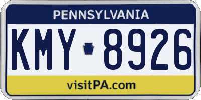 PA license plate KMY8926