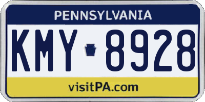 PA license plate KMY8928
