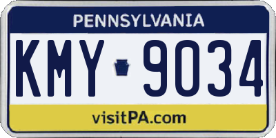 PA license plate KMY9034
