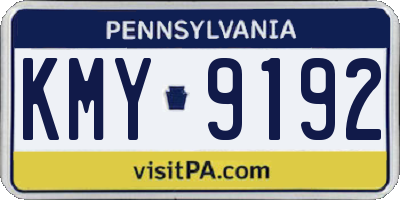 PA license plate KMY9192
