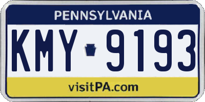 PA license plate KMY9193