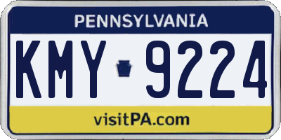 PA license plate KMY9224