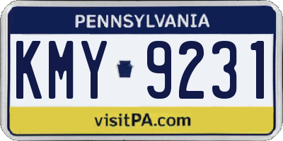 PA license plate KMY9231