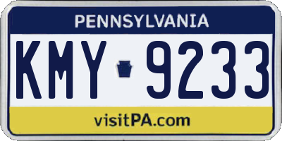 PA license plate KMY9233