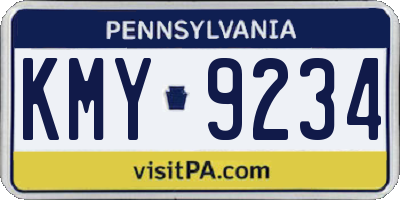 PA license plate KMY9234