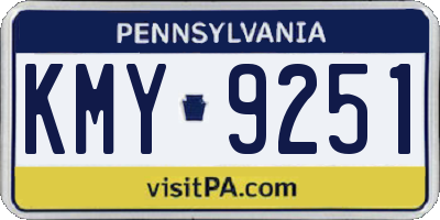 PA license plate KMY9251