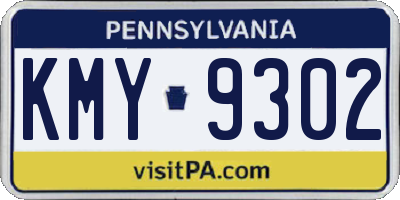 PA license plate KMY9302