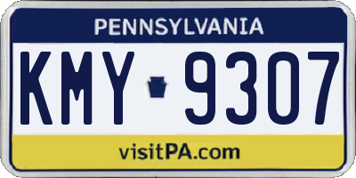 PA license plate KMY9307