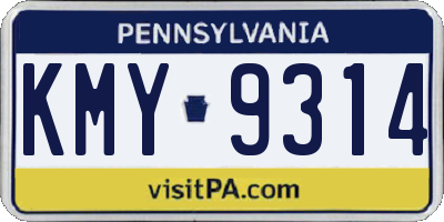 PA license plate KMY9314