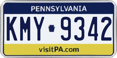 PA license plate KMY9342