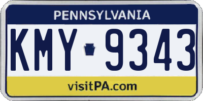 PA license plate KMY9343