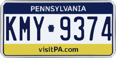 PA license plate KMY9374