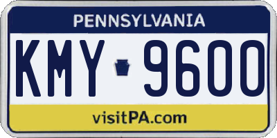 PA license plate KMY9600