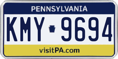 PA license plate KMY9694