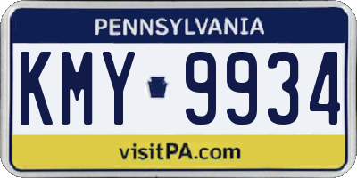 PA license plate KMY9934