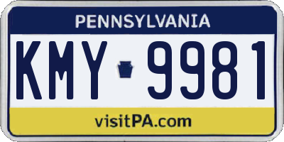PA license plate KMY9981