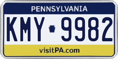 PA license plate KMY9982