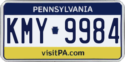 PA license plate KMY9984