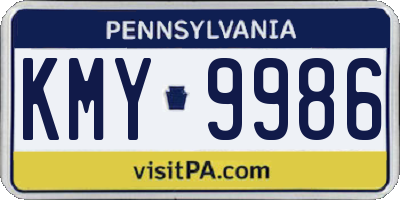 PA license plate KMY9986