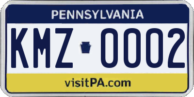 PA license plate KMZ0002