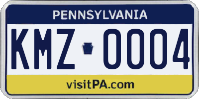 PA license plate KMZ0004