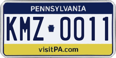 PA license plate KMZ0011