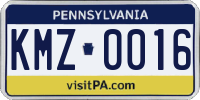 PA license plate KMZ0016