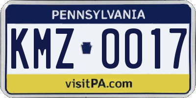 PA license plate KMZ0017