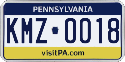 PA license plate KMZ0018