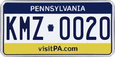 PA license plate KMZ0020