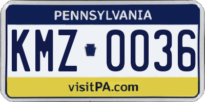PA license plate KMZ0036
