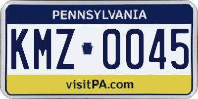 PA license plate KMZ0045