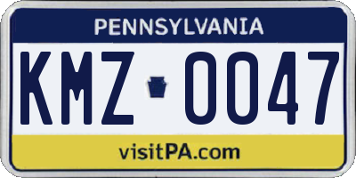 PA license plate KMZ0047