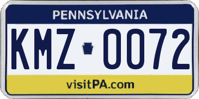 PA license plate KMZ0072
