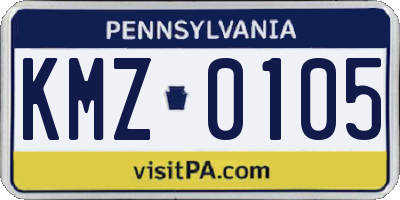 PA license plate KMZ0105