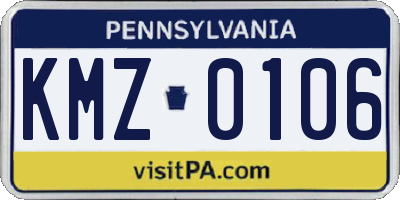 PA license plate KMZ0106