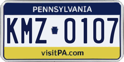 PA license plate KMZ0107
