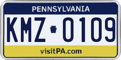 PA license plate KMZ0109