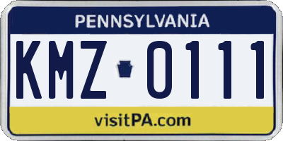 PA license plate KMZ0111