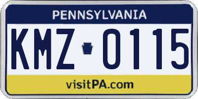 PA license plate KMZ0115
