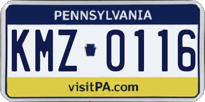 PA license plate KMZ0116