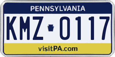 PA license plate KMZ0117