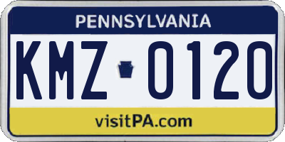PA license plate KMZ0120