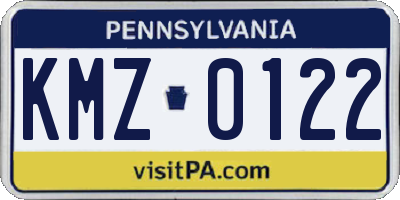 PA license plate KMZ0122