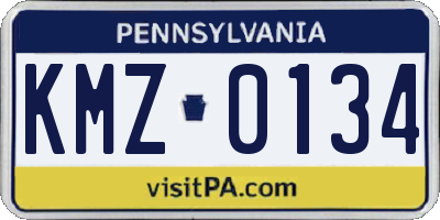 PA license plate KMZ0134